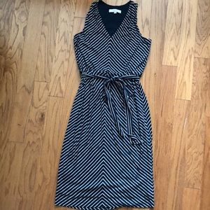 Blue and white striped flowy dress